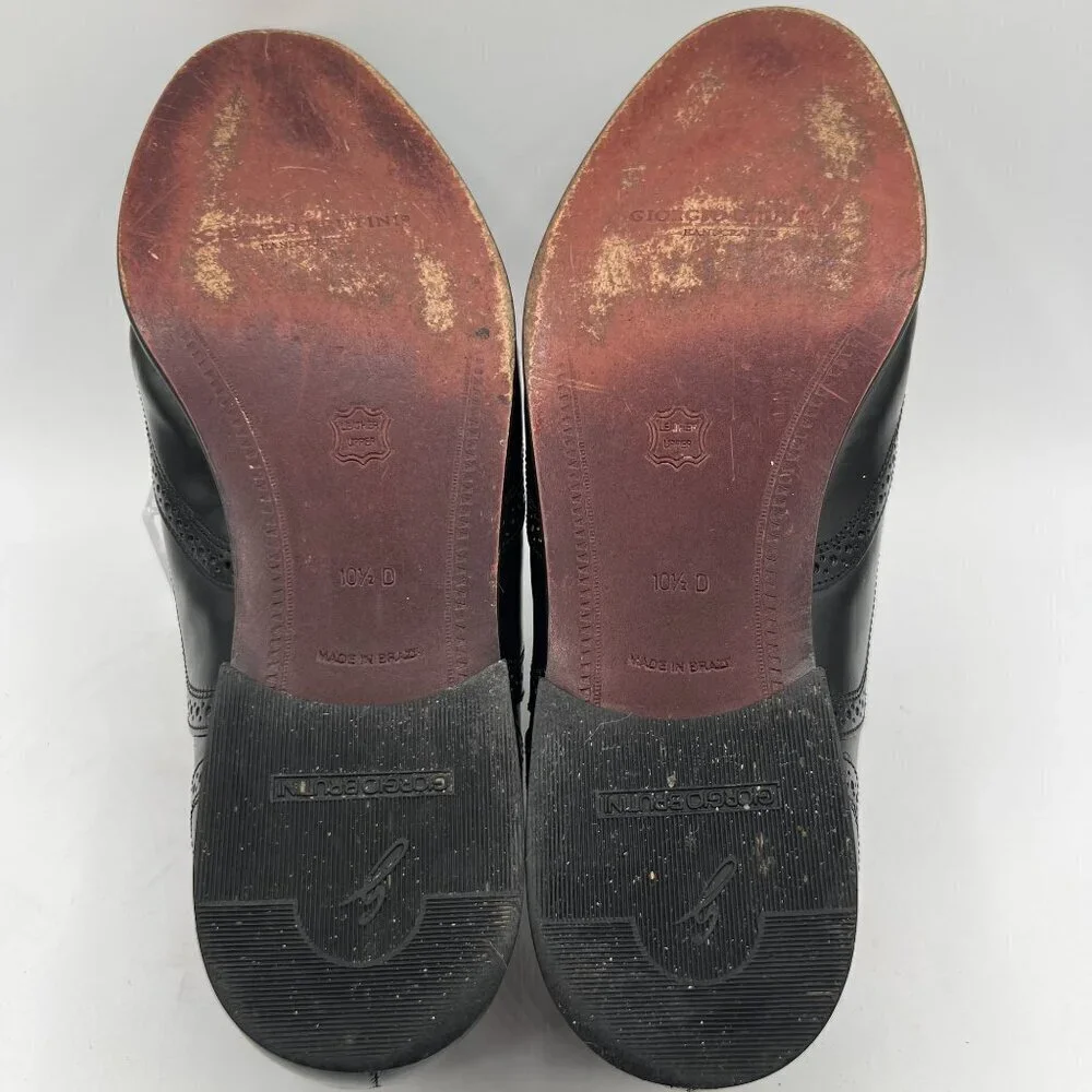 Giorgio Brutini 10.5D Black Wingtip Oxford Shoes Leather Made In Brazil Timeless